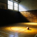 Basketball on Vacant Basketball Court-sports in afternoon